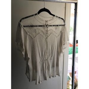 Free People White Lace Highneck M